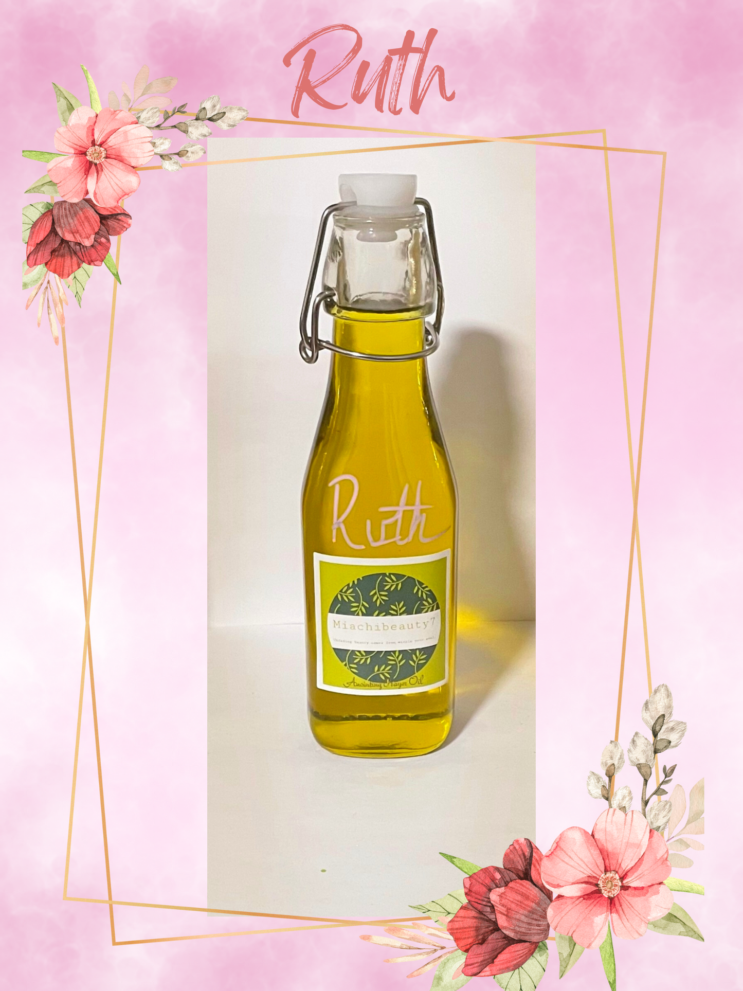 Ruth anointing prayer oil glass bottle